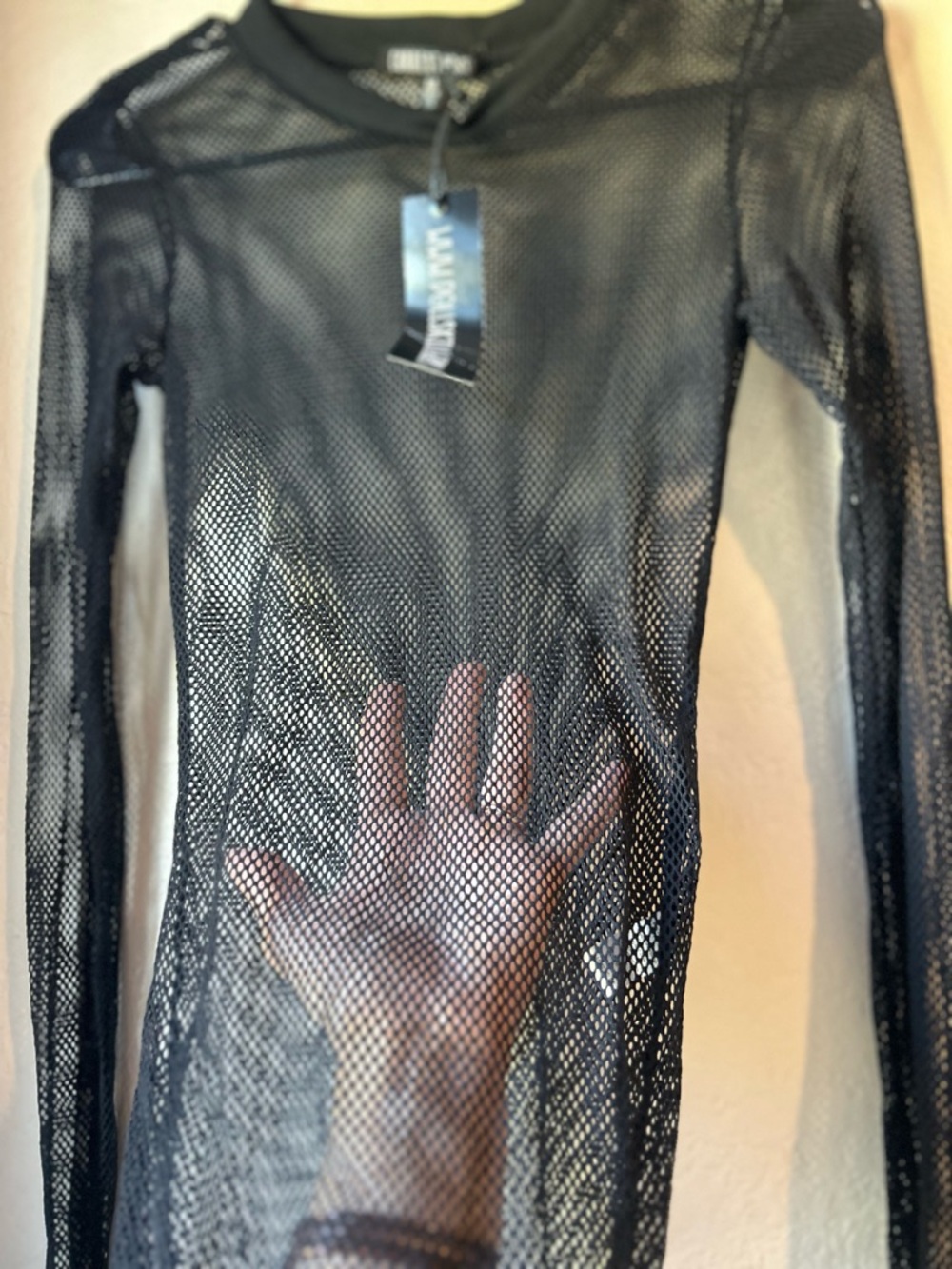 Festival/Rave Ready Sheer Black Mesh Long-Sleeve Top by Current Mood Dolls Kill - Picture 5 of 8